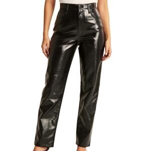 NWT Abercrombie & Fitch Vegan Leather The 90's Ultra High Rise Straight Pant